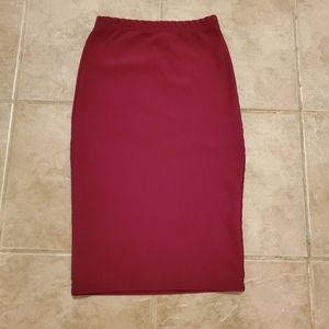4/$20 Forever 21 Burgundy Ribbed Stretchy Pencil Skirt, Small